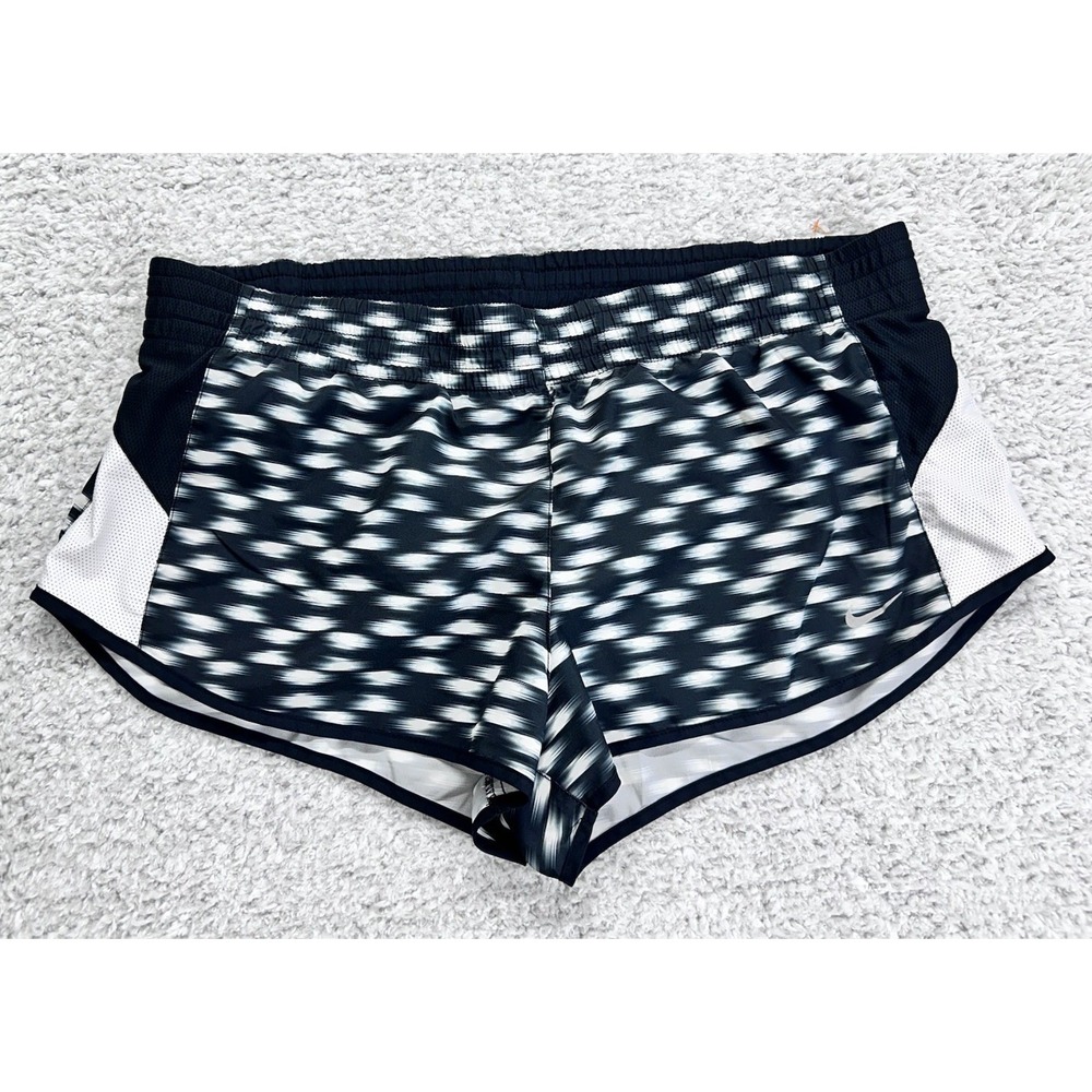 Nike Womens Shorts Size‎ Large Black White  Dri-Fit Running Training Gym Comfort